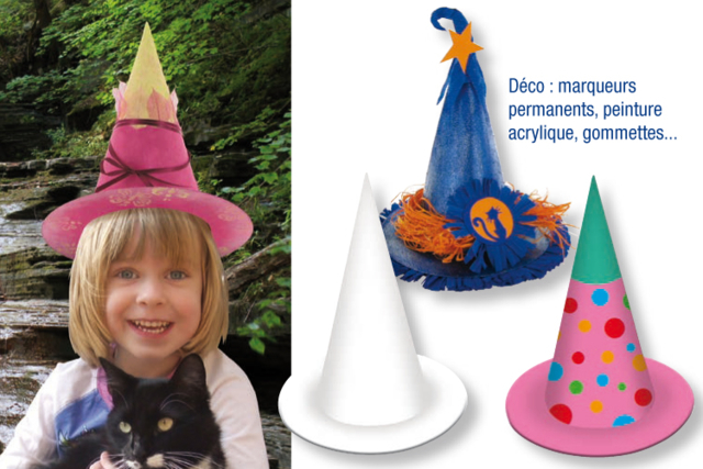 Chapeau princesse ou sorcière en carton blanc - Couronnes et Chapeaux pour Carnaval : Loisirs Créatifs pour Enfants - 10doigts.fr