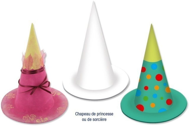 Chapeau princesse ou sorcière en carton blanc - Couronnes et Chapeaux pour Carnaval : Loisirs Créatifs pour Enfants - 10doigts.fr