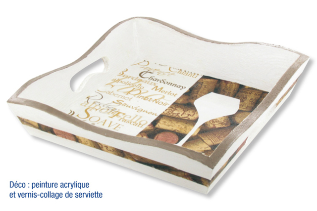 Mini plateau en bois 20 x 20 cm : idée créa - Plateaux en bois à décorer - 10doigts.fr