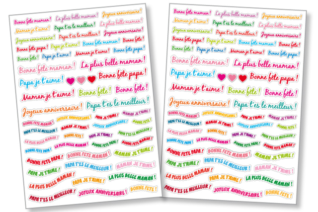 Gommettes Fêtes des pères et des mères - Gommettes Fête des parents : personnaliser vos cadeaux avec amour - 10doigts.fr