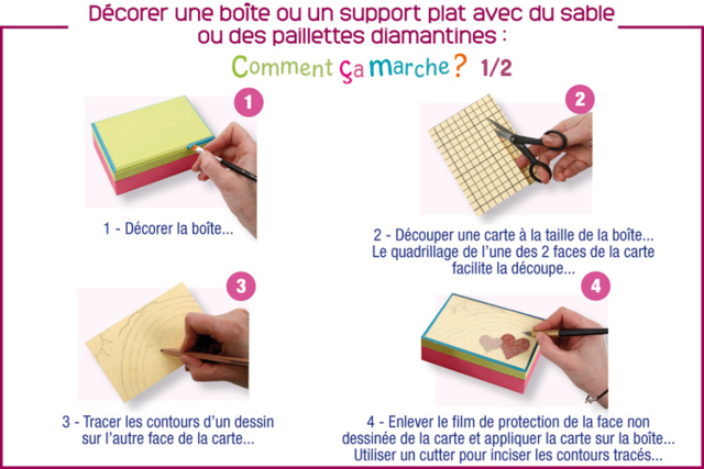 Décorer une boîte en bois avec une carte sable - Scotch et adhésifs - 10doigts.fr