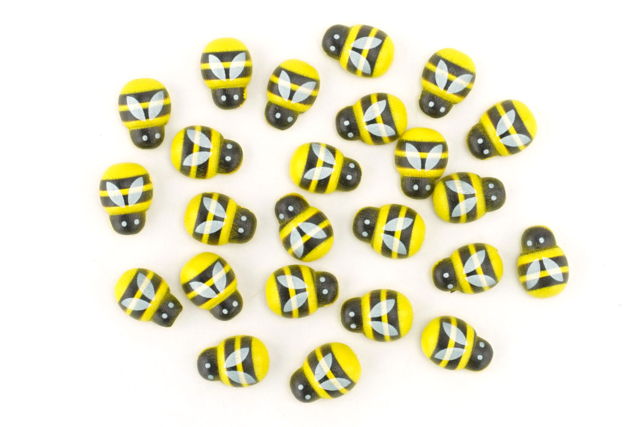 Abeille adhésive 3D - Déco en bois peint - 10doigts.fr