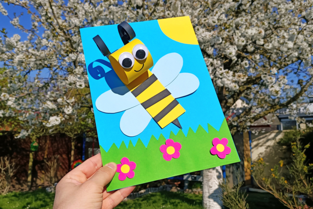 Abeille en papier - Papiers colorés - 10doigts.fr