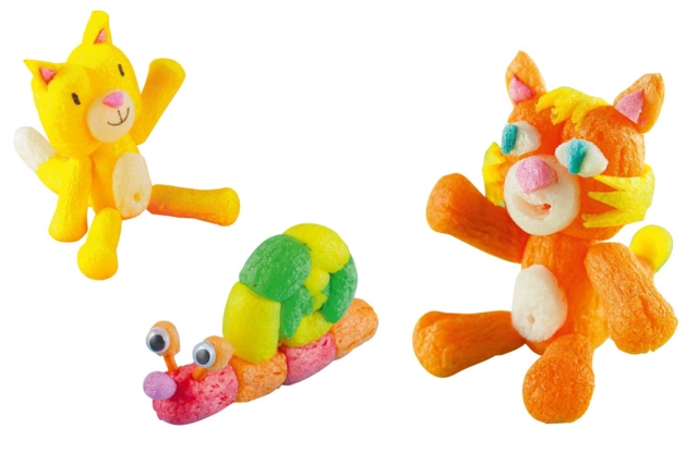 animaux chat playmais - Activités manuelles avec des flocons de maïs : une matière naturelle et ludique - 10doigts.fr
