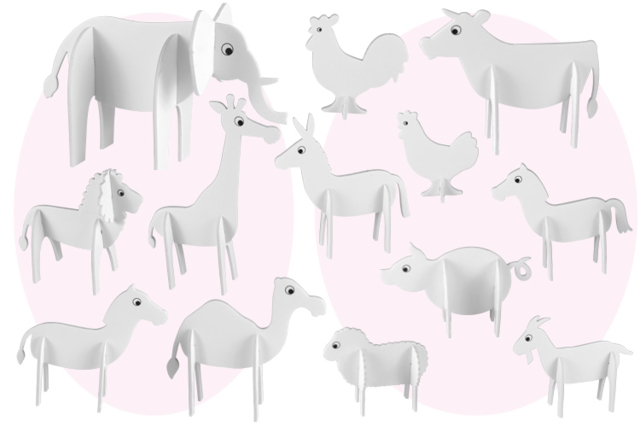 Animaux en carton mousse, à décorer et à assembler - Maquettes en papier - 10doigts.fr