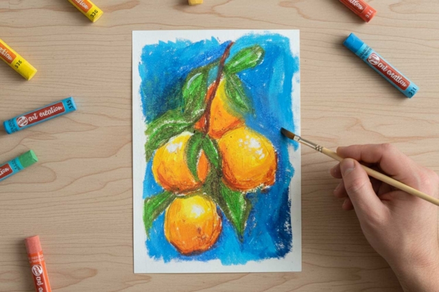aquarelle avec pastel à l'huile - Pastels et fusains : l'art de la couleur et du contraste - 10doigts.fr