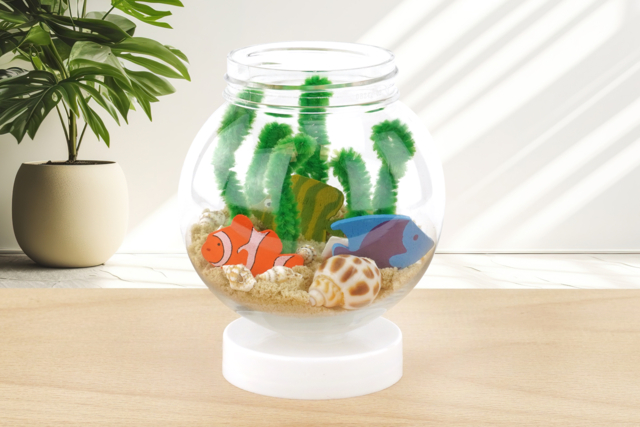 Aquarium miniature - Déco en bois peint - 10doigts.fr