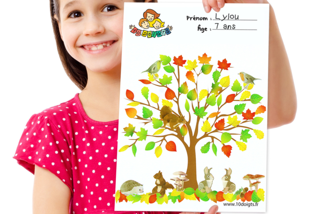 Arbre d'automne à décorer avec des gommettes - Des gommettes animaux pour créer et apprendre dès la maternelle - 10doigts.fr