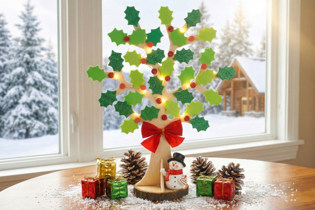 Arbre de Noël (Houx) - Stickers mousse : donnez du volume à vos créations - 10doigts.fr