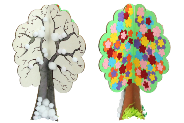 arbre hiver été - Formes en bois à décorer - 10doigts.fr