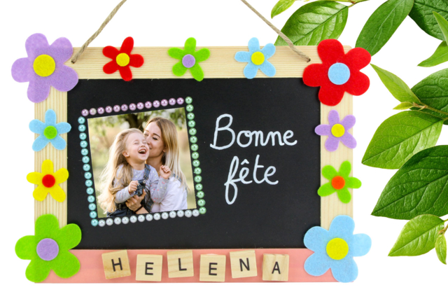 Ardoise "Bonne fête" - Décorations à coller - 10doigts.fr