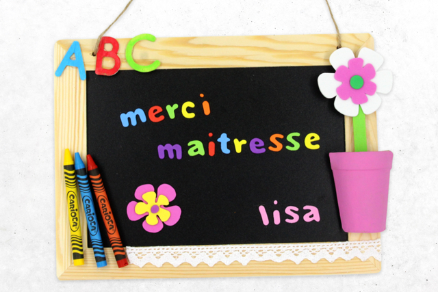 Ardoise « Merci maitresse » - Accessoires en bois - 10doigts.fr