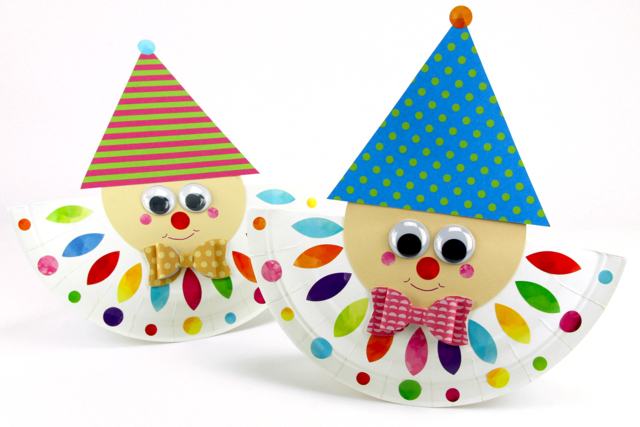 Arlequin avec une assiette en carton - Papiers à motifs - 10doigts.fr