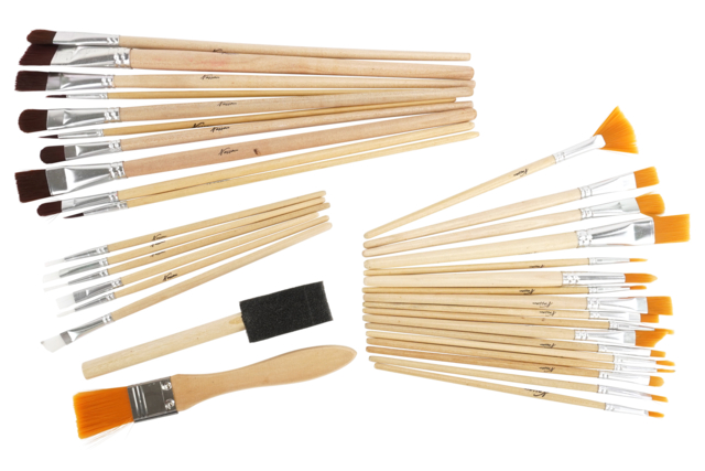 assortiment pinceaux et brosse peinture - Pinceaux poils synthétiques - 10doigts.fr