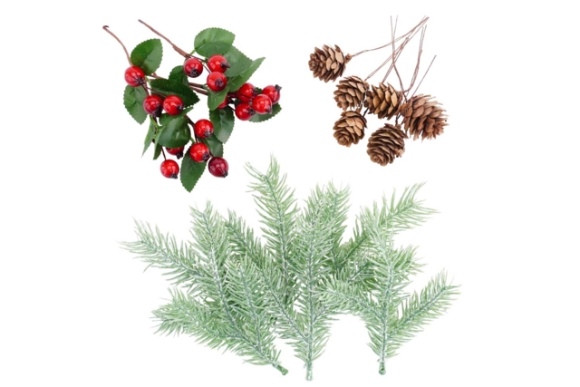 Assortiments décors de Noël - 18 branches - Déco Noël Nature - 10doigts.fr