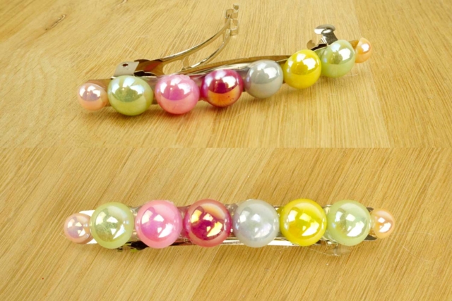 barette cheveux cabochons nacrés - Bijoux de cheveux - Supports pour Bijoux - 10doigts.fr