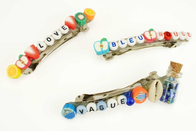 barette cheveux message perles - Bijoux de cheveux - Supports pour Bijoux - 10doigts.fr