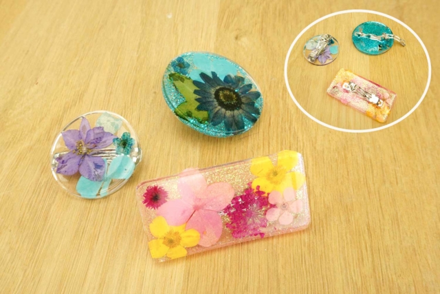 barrette cheveux résine fleurs séchées - Bijoux de cheveux - Supports pour Bijoux - 10doigts.fr