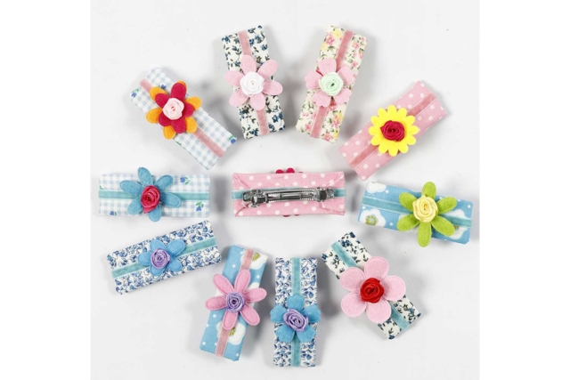 barrettes fleurs  - Embellissements fleurs et coeurs - 10doigts.fr