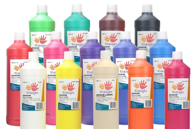 bidon gouache 1 litre 10doigts - Peinture gouache 10doigts : la qualité professionnelle pour les enfants - 10doigts.fr