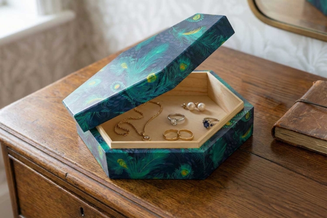 boite à bijoux hexagonale - Boîtes en bois à décorer - 10doigts.fr
