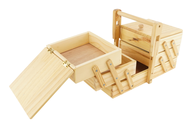 boite à couture 5 compartiments en bois - Accessoires de couture - 10doigts.fr