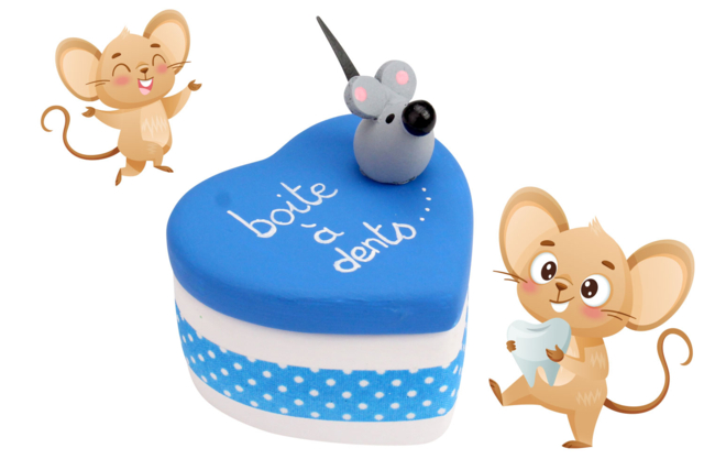 Boite à dents petite souris - Déco en bois peint - 10doigts.fr
