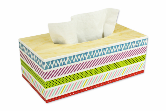 Boîte à mouchoirs masking tape - Boîtes en bois à décorer - 10doigts.fr