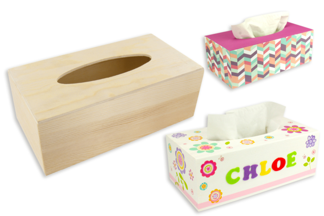 boite à mouchoirs rectangulaire - Boîtes en bois à décorer - 10doigts.fr