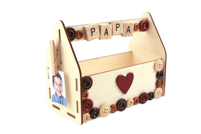 Boîte à outils vide-poche papa outils - Boîtes en bois à décorer - 10doigts.fr