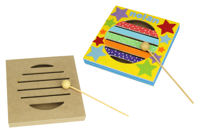 Boîte à rythme en bois + maillet - Instruments de musique en bois à décorer - 10doigts.fr
