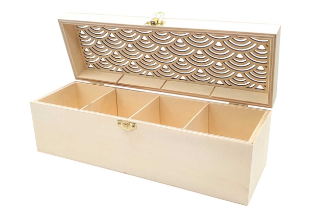 Boîte à Thé avec Couvercle Ajouré - Boîtes en bois à décorer - 10doigts.fr