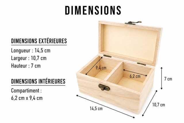 boite à thé dimensions - Boîtes en bois à décorer - 10doigts.fr