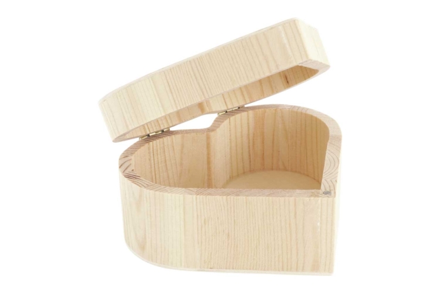 Boîte coeur bijoux en bois avec fermeture aimantée - Boîtes en bois à décorer - 10doigts.fr