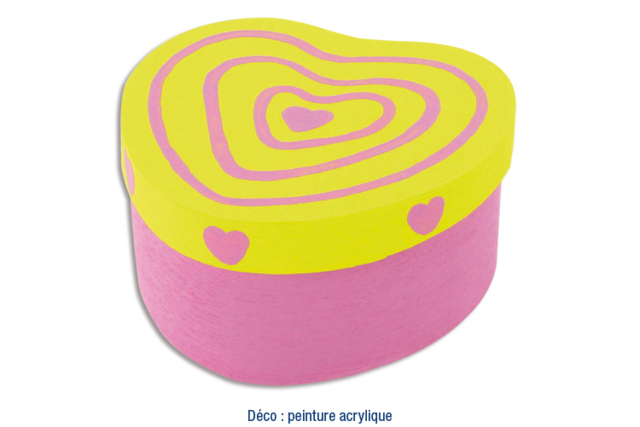 boite coeur bois rose et jaune - Boîtes en bois à décorer - 10doigts.fr