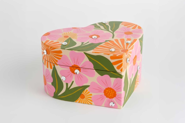 boite coeur peinture fleur - Boîtes en bois à décorer - 10doigts.fr