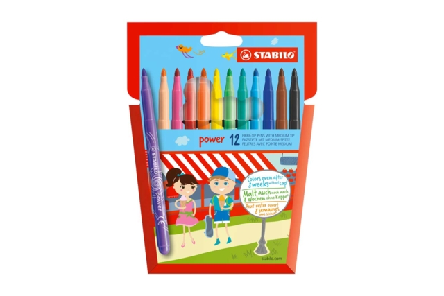 Boite de 12 feutres Stabilo Power - Feutres pointes moyennes : l'outil polyvalent pour le dessin et l'école - 10doigts.fr