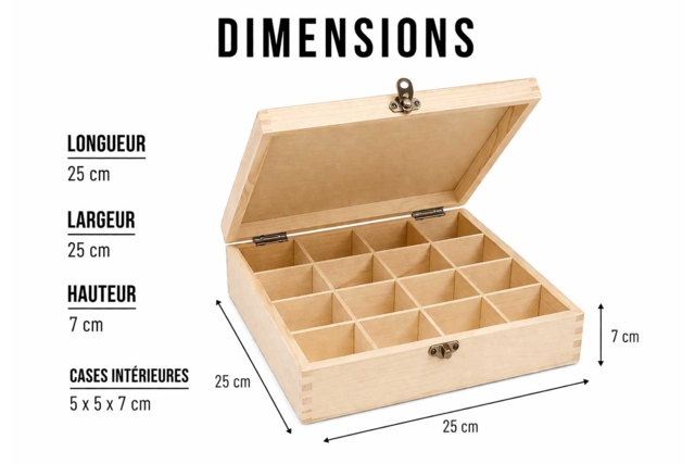 Boîte de rangement 16 compartiments - Boîtes en bois à décorer - 10doigts.fr