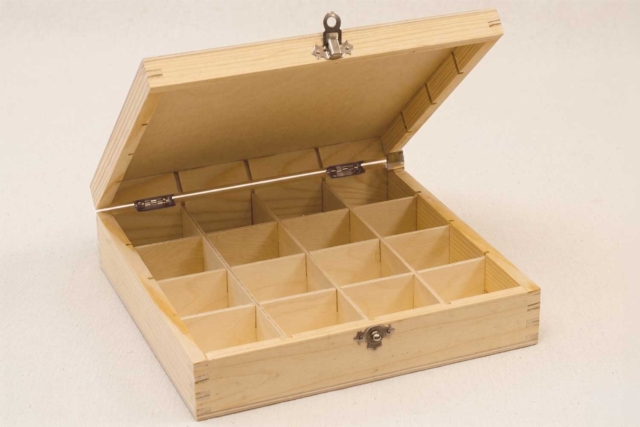Boîte en bois à 16 casiers - Boîtes en bois à décorer - 10doigts.fr