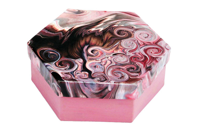 boite hexagonale marbling - Boîtes et corbeilles en carton - 10doigts.fr