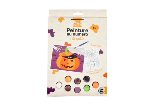 boite Kit peinture au numéro citrouille - Supports d'Halloween à décorer - 10doigts.fr