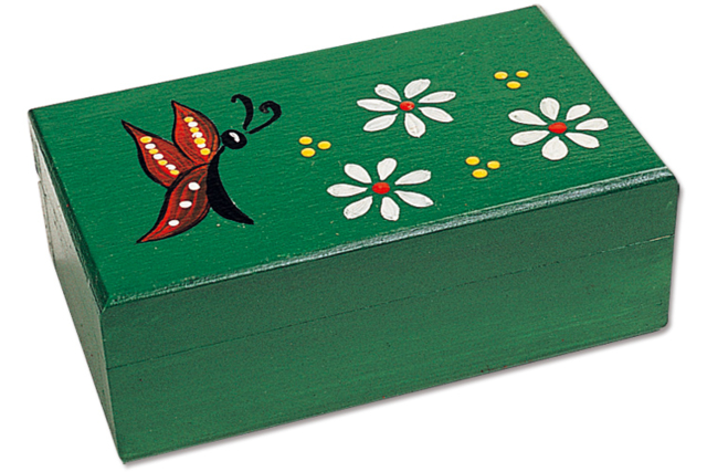 Boite rectangulaire en bois peinture verte - Boîtes en bois à décorer - 10doigts.fr