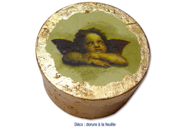 boite ronde feuille d'or - Boîtes en bois à décorer - 10doigts.fr