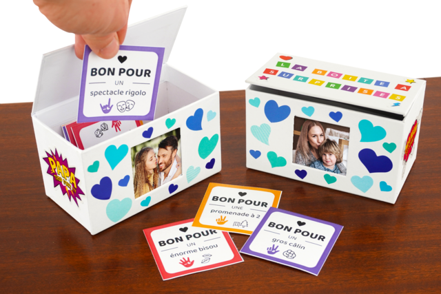 Boite surprise à bons pour la fête des parents - Gommettes cœur : des cœurs adhésifs pour vos activités créatives - 10doigts.fr