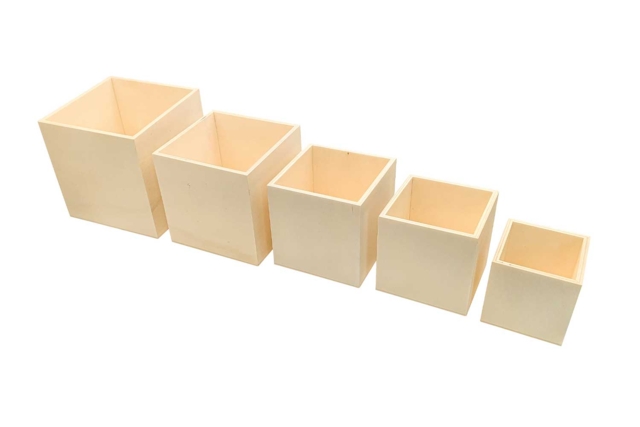 Boîtes gigognes en bois - 5 pièces - Boîtes en bois à décorer - 10doigts.fr
