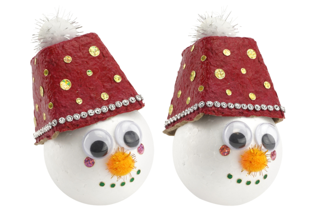 bonhomme de neige bonnet chapeau - Pots en carton - 10doigts.fr