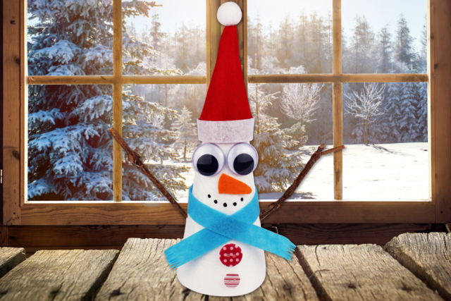 Bonhomme de neige conique - Feuilles de feutrine - 10doigts.fr