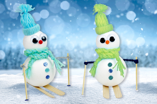 Bonhomme de neige skieur - Accessoires en bois - 10doigts.fr