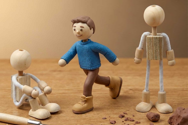 Bonhommes en Bois Articulés - Jeux et Jouets en bois à décorer - 10doigts.fr