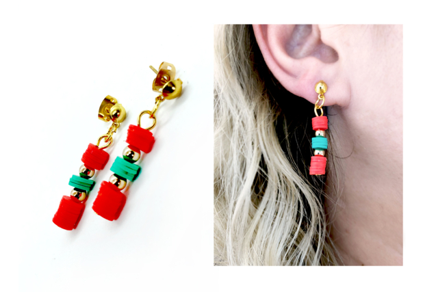 boucle heishi pendantes - Perles Heishi et coquillages - 10doigts.fr